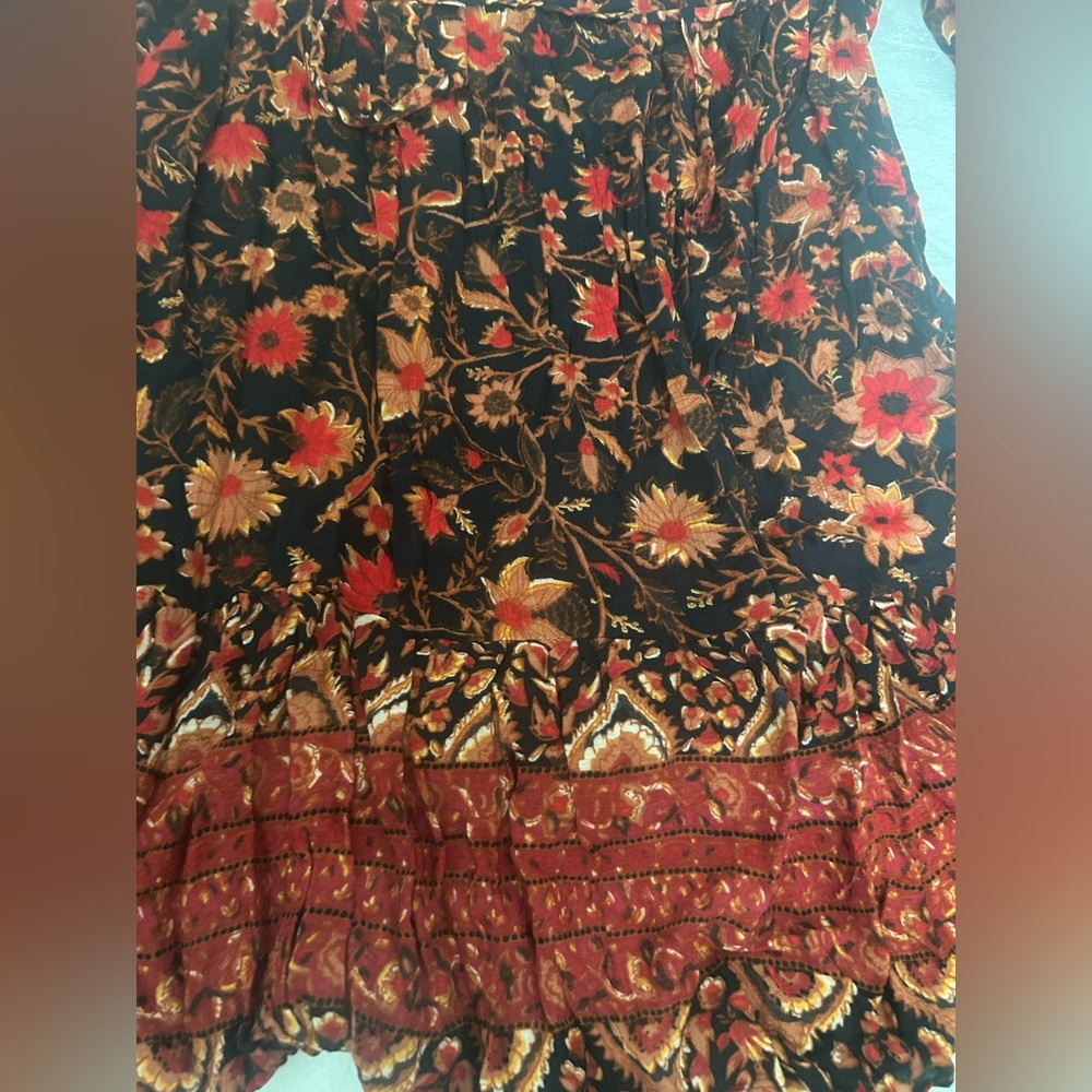 Billabong hearts desire slowly long sleeve mini dress black brown red floral - Picture 9 of 11